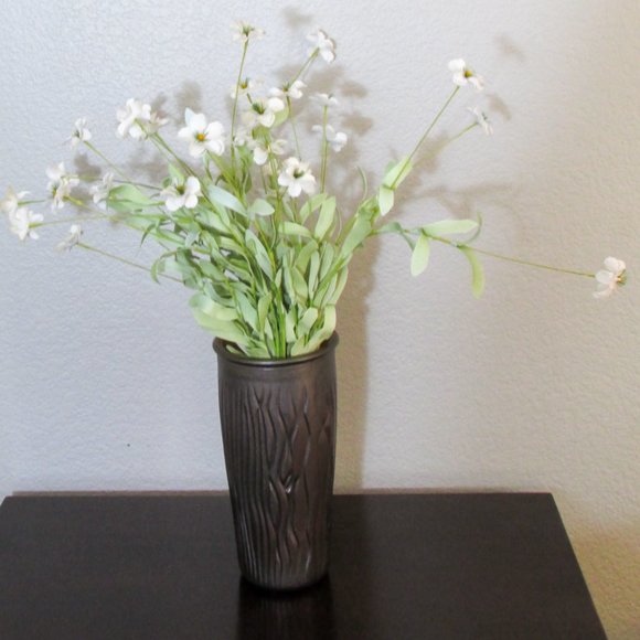 NWT Large Glass Vase with Dark Bronze Finish - Picture 3 of 4